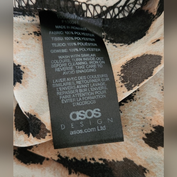 ASOS DESIGN Long Sleeve Soft Shirt, Mixed Animal Print, Size US 8 - Picture 5 of 7